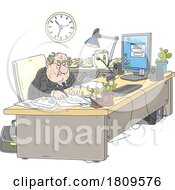 03/13/2024 - Cartoon Vile Business Man Or Politician Writing Nasty Letters At His Desk