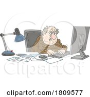 Cartoon Vile Man Typing Nasty Letters