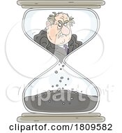 Poster, Art Print Of Cartoon Vile Business Man Or Politician Running Out Of Time In An Hourglass