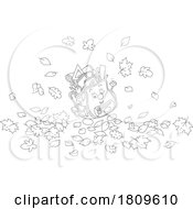 Poster, Art Print Of Cartoon Backpack Mascot With Autumn Leaves