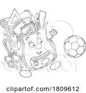 Poster, Art Print Of Cartoon Backpack Mascot Playing Soccer