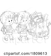 03/14/2024 - Cartoon Children Walking With A Backpack Mascot