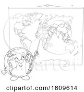 03/14/2024 - Cartoon Globe Mascot Teaching Geography With A Map