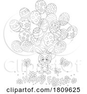 Poster, Art Print Of Cartoon Easter Bunny And Balloons