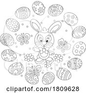 Cartoon Easter Bunny And Eggs