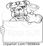 Poster, Art Print Of Plumber Bulldog Plunger Cartoon Plumbing Mascot