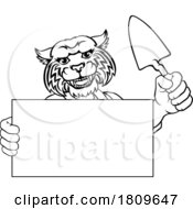 Poster, Art Print Of Bricklayer Wildcat Trowel Tool Handyman Mascot