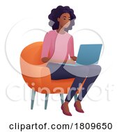 03/16/2024 - Woman Using Laptop Computer Cartoon Illustration