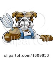 Poster, Art Print Of Bulldog Gardener Gardening Animal Mascot