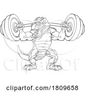 Poster, Art Print Of Alligator Crocodile Dinosaur Weight Lifting Mascot