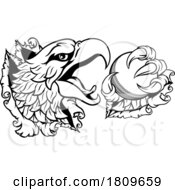 Bald Eagle Hawk Ripping Cricket Ball Mascot by AtStockIllustration