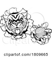 Poster, Art Print Of Tiger Cat Animal Sports Golf Ball Mascot