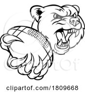 Poster, Art Print Of Bear Animal American Football Ball Sports Mascot