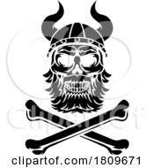 Poster, Art Print Of Viking Warrior Helmet Skull Pirate Cross Bones