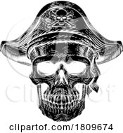 03/17/2024 - Pirate Skull Skeleton Grim Reaper Mascot Woodcut