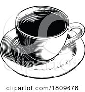 Coffee Mug Cup Retro Etching Engraving Woodcut by AtStockIllustration