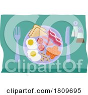 03/18/2024 - Fried Breakfast Food Knife Fork Plate Illustration