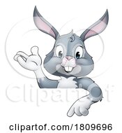 03/18/2024 - Easter Bunny Rabbit Cartoon Character Peeking Sign