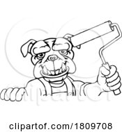 Bulldog Painter Decorator Paint Roller Mascot Man