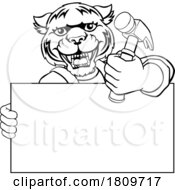 03/18/2024 - Tiger Hammer Cartoon Mascot Handyman Carpenter