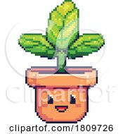 Poster, Art Print Of Retro Video Game Styled Pixel Plant