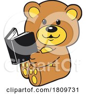Cartoon Bear Reading A Book by Johnny Sajem