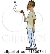 Sticker Of A Cartoon Annoyed Smoker