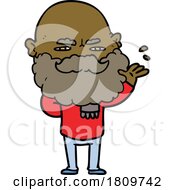 Poster, Art Print Of Sticker Of A Cartoon Dismissive Man With Beard Frowning