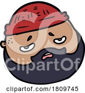 Poster, Art Print Of Sticker Of A Cartoon Male Face With Beard