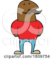 Sticker Of A Cartoon Bald Man With Mustache by lineartestpilot