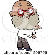 Sticker Of A Cartoon Curious Man With Beard And Glasses