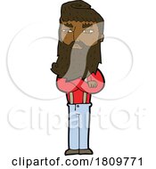 Sticker Of A Cartoon Serious Man With Beard