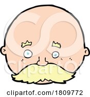 Poster, Art Print Of Sticker Of A Cartoon Bald Man With Mustache