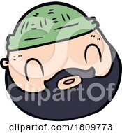Poster, Art Print Of Sticker Of A Cartoon Male Face With Beard