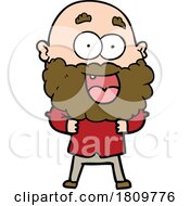 Poster, Art Print Of Sticker Of A Cartoon Crazy Happy Man With Beard