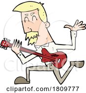 Sticker Of A Cartoon Man Playing Electric Guitar