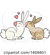 Poster, Art Print Of Cartoon Rabbits In Love