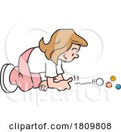 Licensed Clipart Cartoon Girl Playing With Marbles