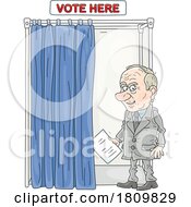 03/21/2024 - Licensed Clipart Cartoon Politician At A Voting Booth