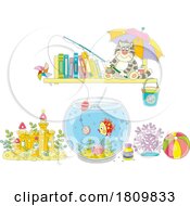 Poster, Art Print Of Licensed Clipart Cartoon Cat Trying To Catch A Pet Fish