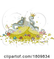Poster, Art Print Of Licensed Clipart Cartoon Octopus With Kings Treasure