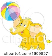 Poster, Art Print Of Licensed Clipart Cartoon Cute Elephant Playing With A Beach Ball