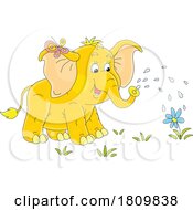03/24/2024 - Licensed Clipart Cartoon Cute Elephant Watering A Flower