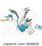 Poster, Art Print Of Licensed Clipart Cartoon Flying Stork Mail Courier
