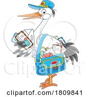 Poster, Art Print Of Licensed Clipart Cartoon Stork Mail Courier