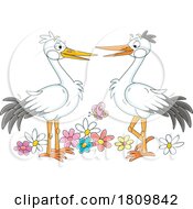 Licensed Clipart Cartoon Stork Pair by Alex Bannykh