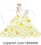 Poster, Art Print Of Licensed Clipart Cartoon Hen On A Pile Of Eggs