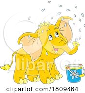 Poster, Art Print Of Licensed Clipart Cartoon Cute Elephant Spraying Water