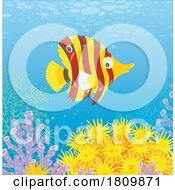 Poster, Art Print Of Licensed Clipart Cartoon Swimming Striped Butterfly Fish