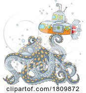 Poster, Art Print Of Licensed Clipart Cartoon Octopus And Submarine